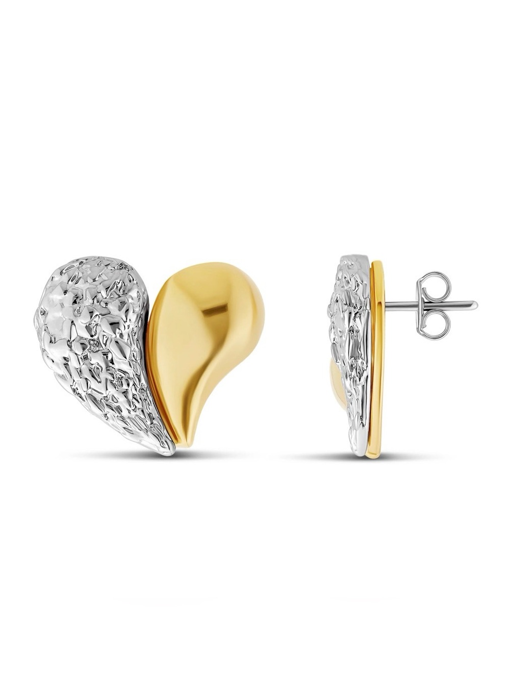 NWT SHYMI Two Tone Statement Heart Stud Earrings